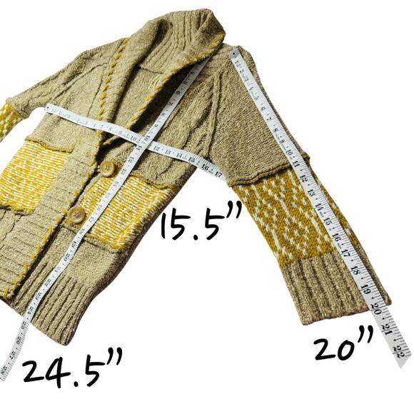 Chunky Knit Cardigan Sweater BKE S Wool Cable Shawl Layers Cozy Boho Fisherman - Picture 6 of 9